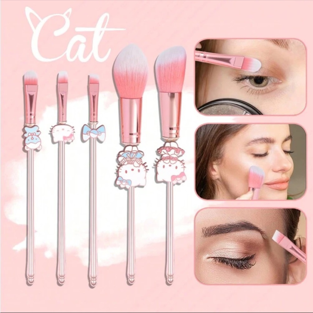 Hello Kitty Makeup Brush Set, Hello Kitty Makeup Brushes, Rose Gold Makeup Brush - Picture 7 of 8